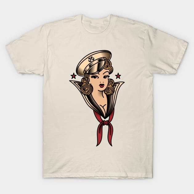 OldSalt American Traditional Sailor Gal T-Shirt by OldSalt